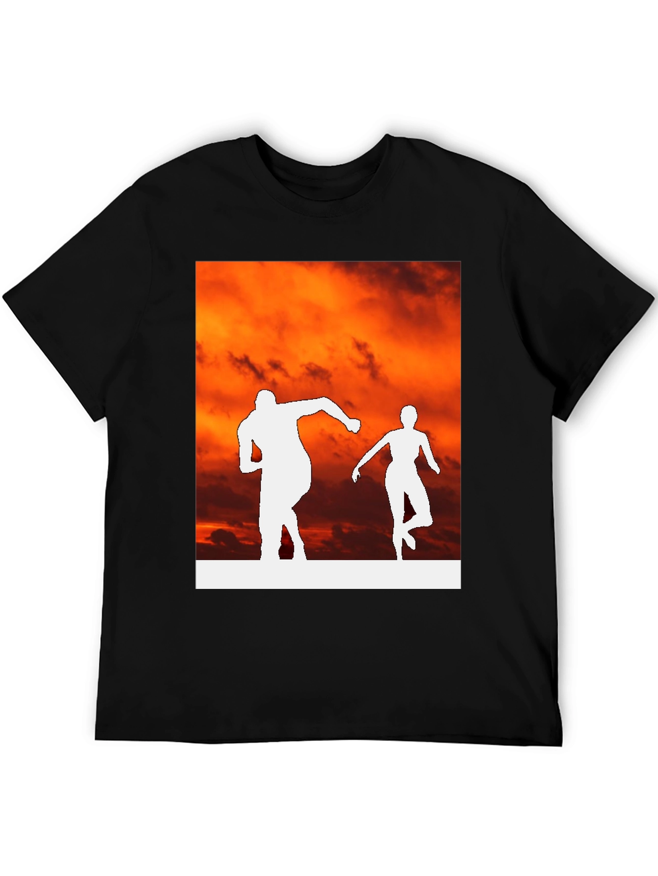 Sunset Runners Graphic Tee - Black Cotton Blend Shirt