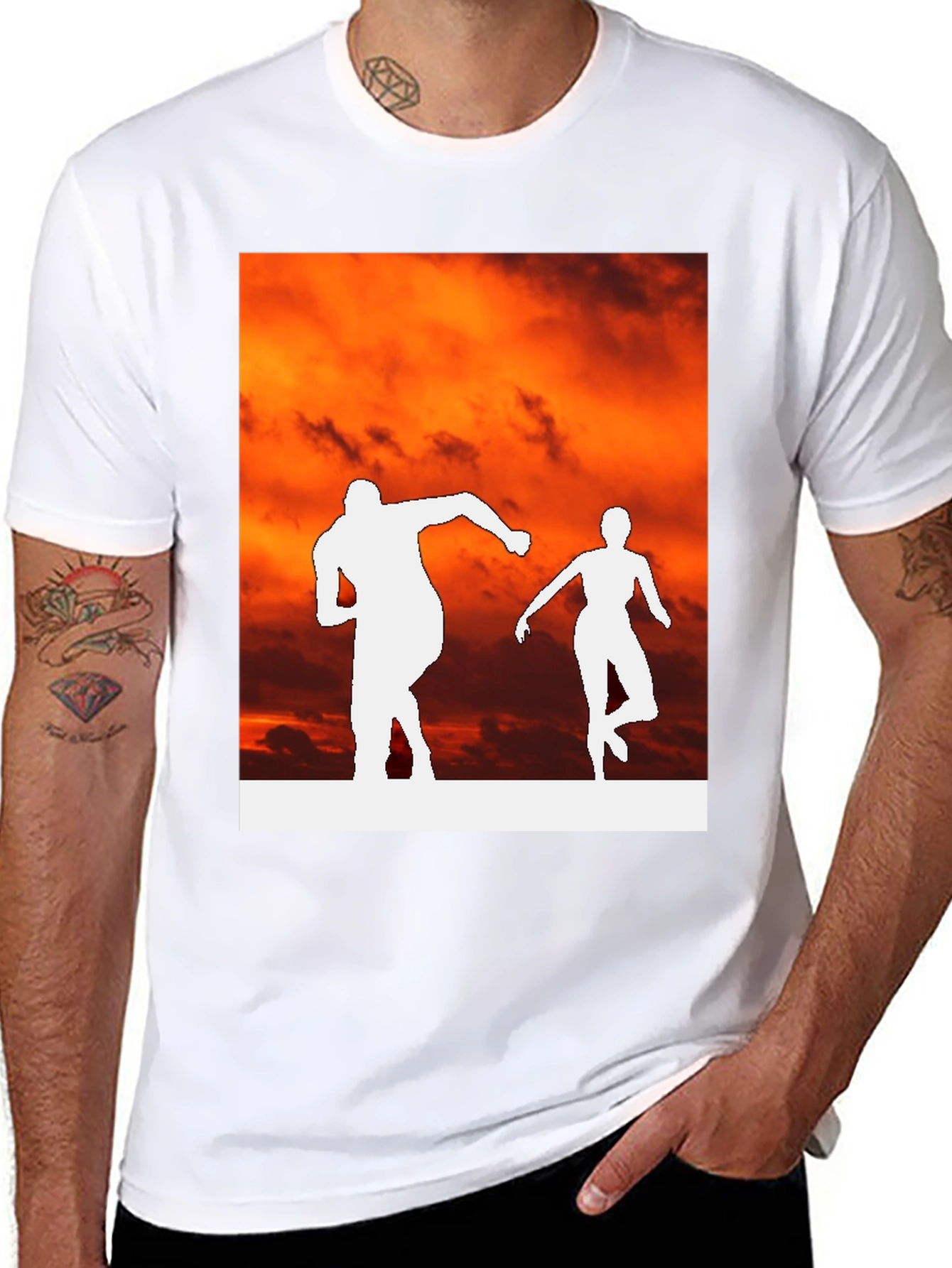 Sunset Runners Graphic Tee - Black Cotton Blend Shirt