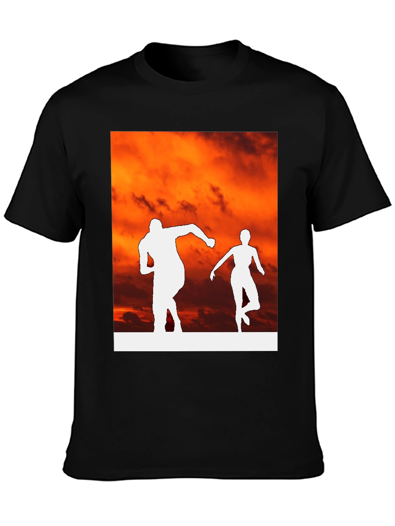 Sunset Runners Graphic Tee - Black Cotton Blend Shirt