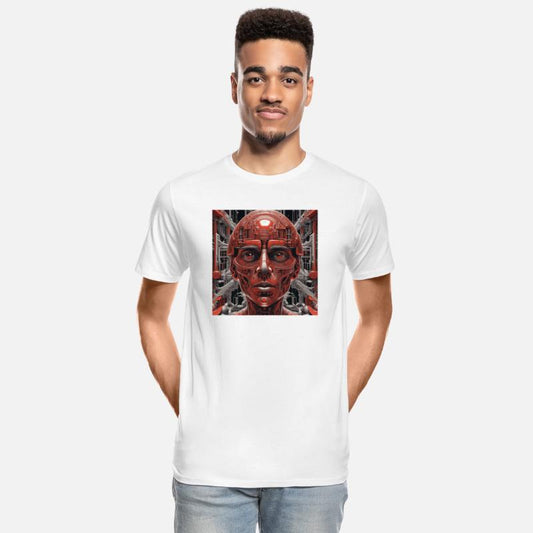 Techno red robot in the future