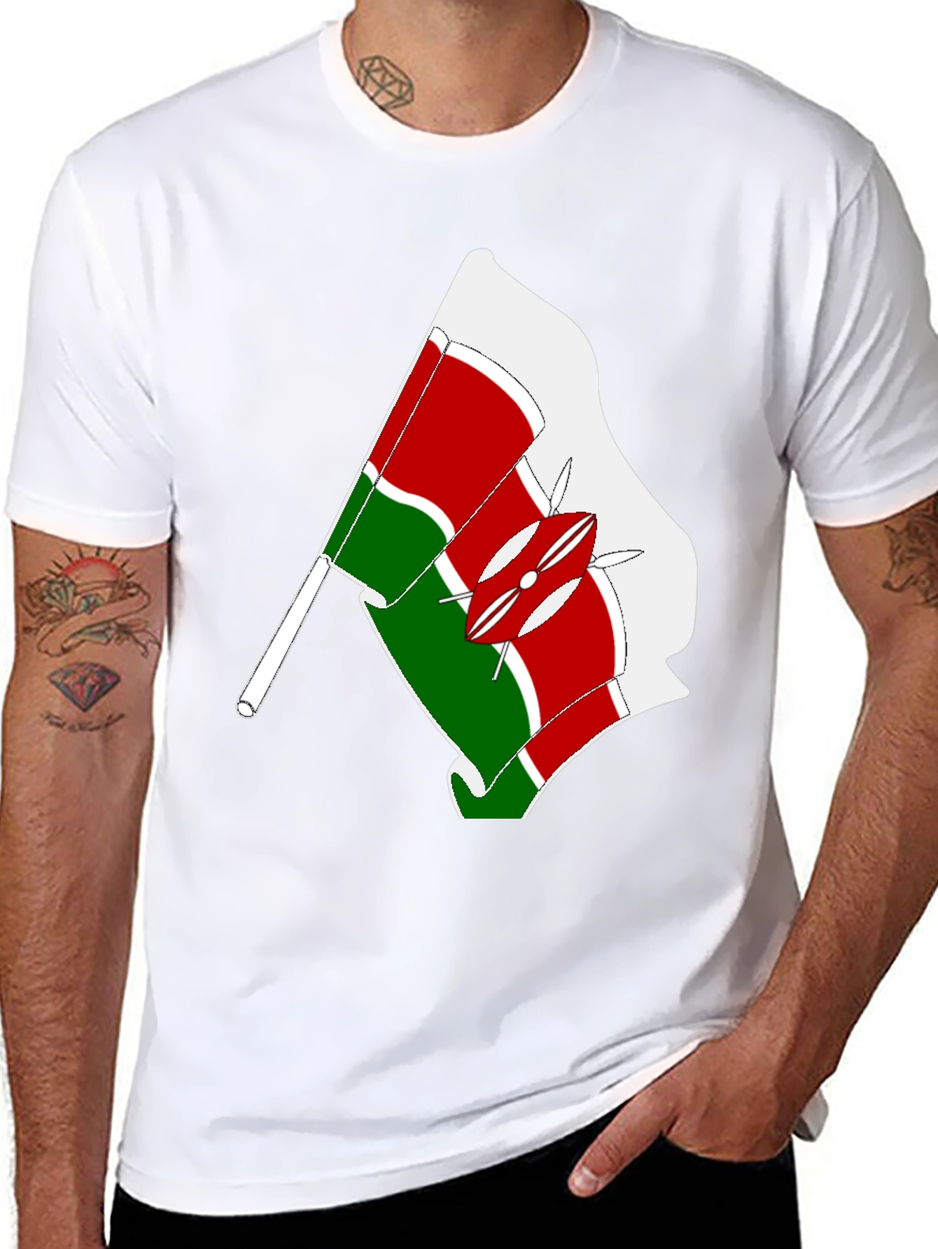 Kenya Flag Graphic Tee - Black Cotton T-Shirt