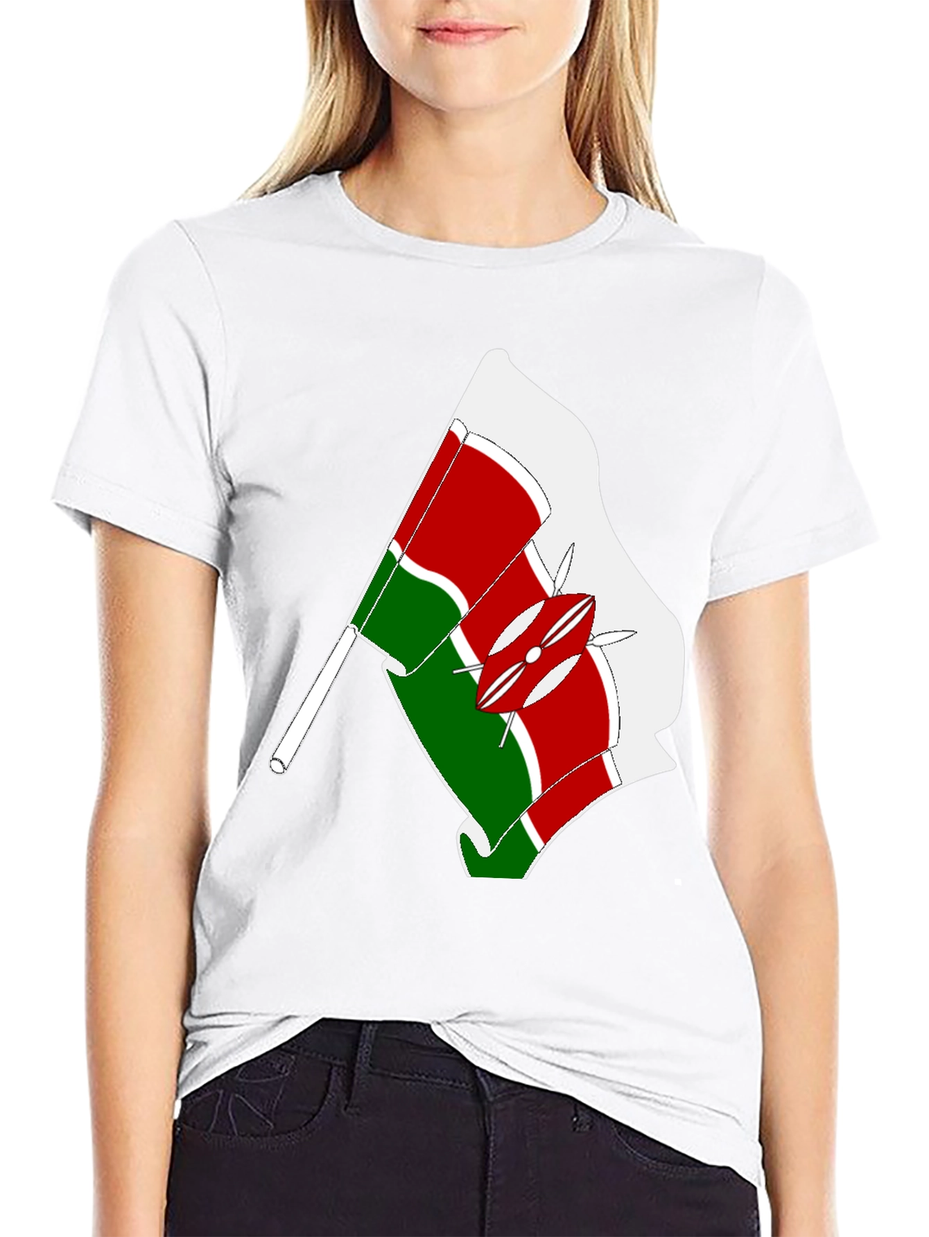Kenya Flag Graphic Tee - Black Cotton T-Shirt