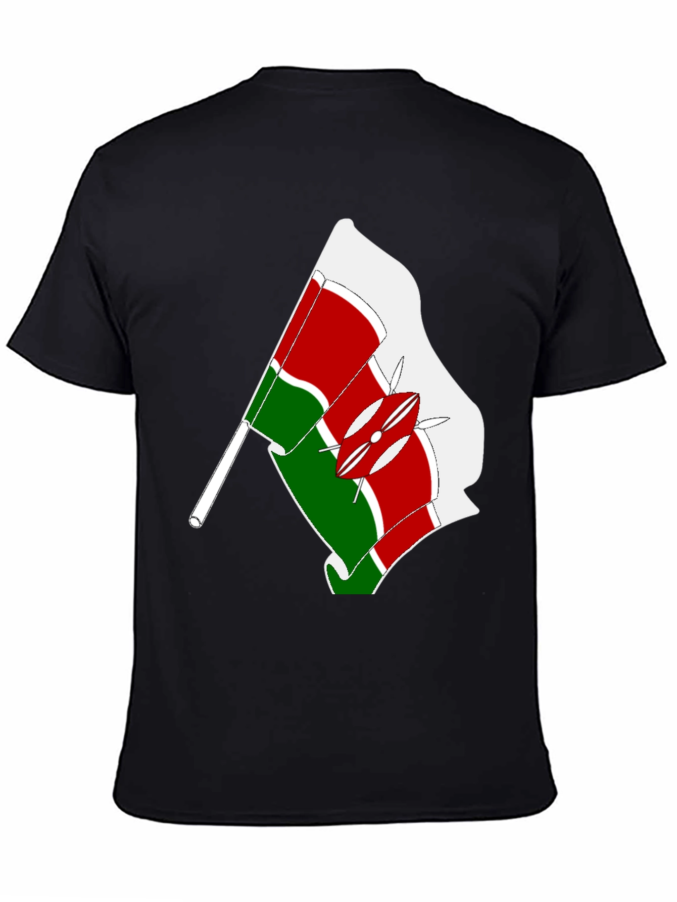 Kenya Flag Graphic Tee - Black Cotton T-Shirt