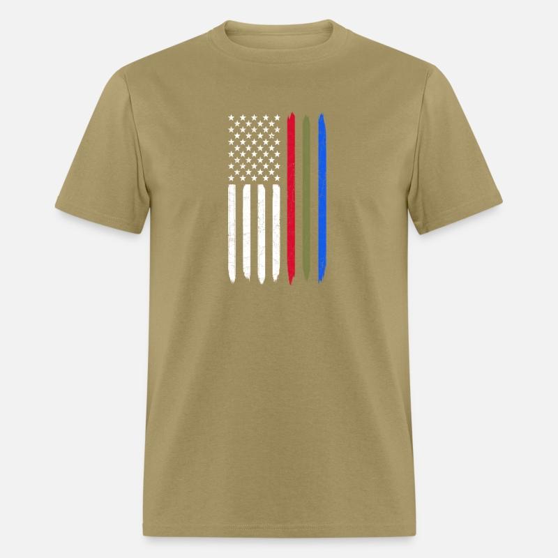 Thin Blue Red Green Line American Flag Police