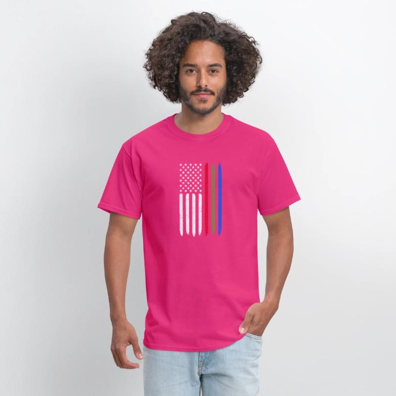 Thin Blue Red Green Line American Flag Police