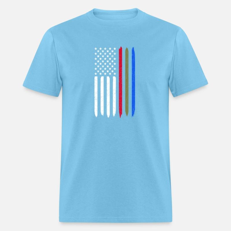 Thin Blue Red Green Line American Flag Police