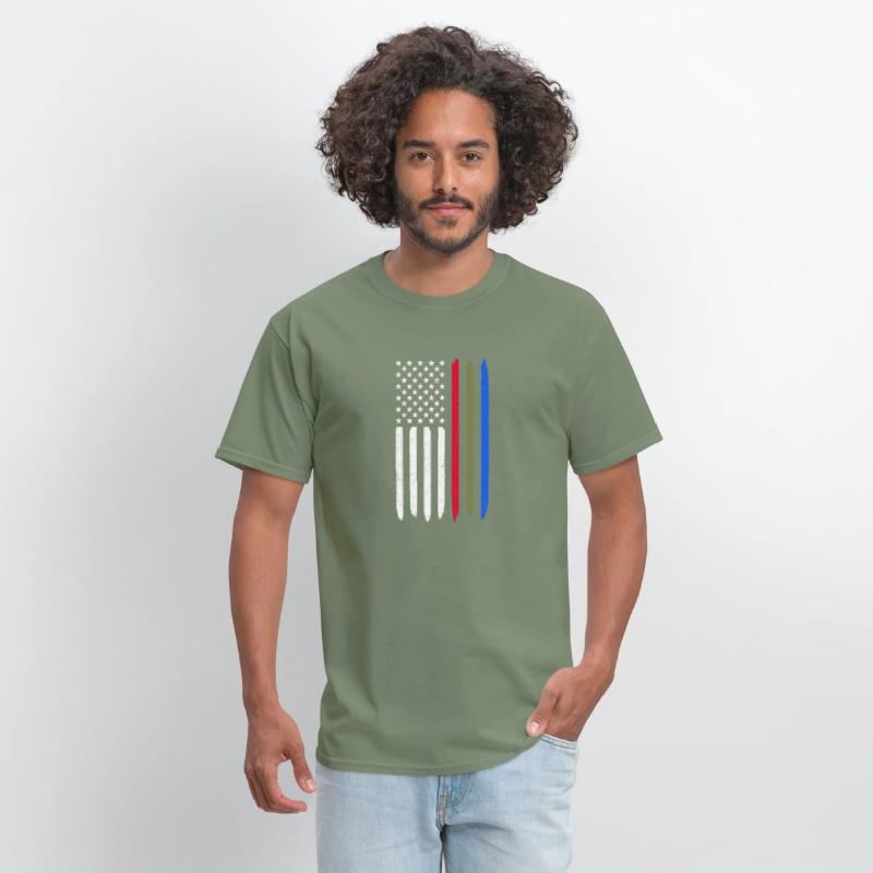 Thin Blue Red Green Line American Flag Police