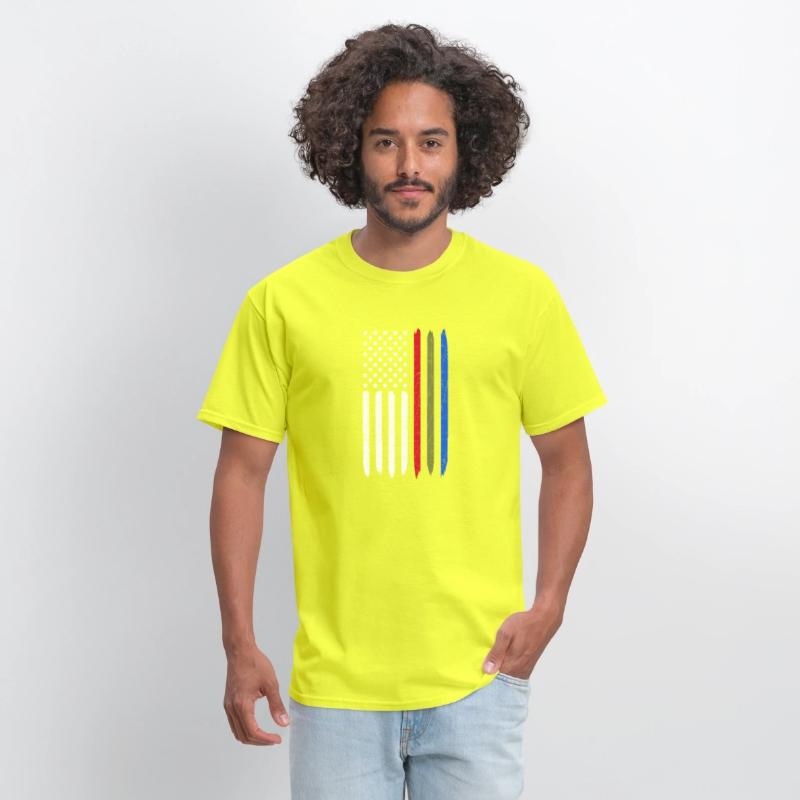 Thin Blue Red Green Line American Flag Police