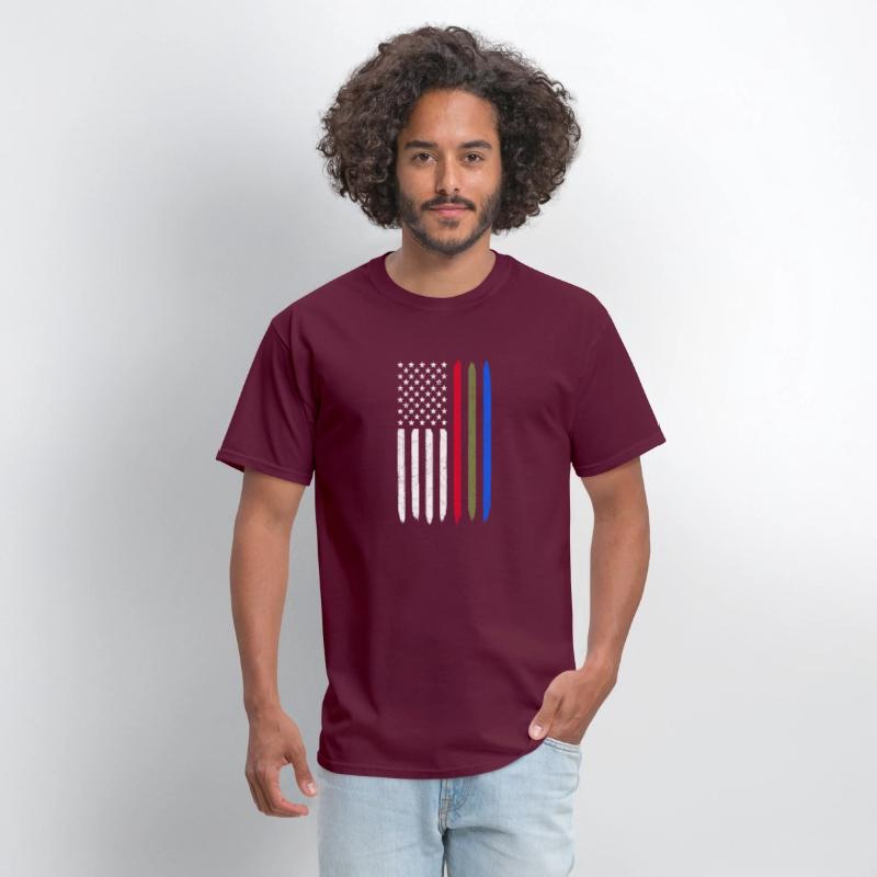 Thin Blue Red Green Line American Flag Police