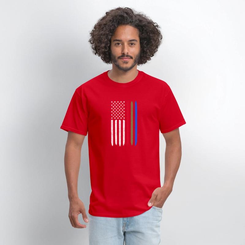 Thin Blue Red Green Line American Flag Police