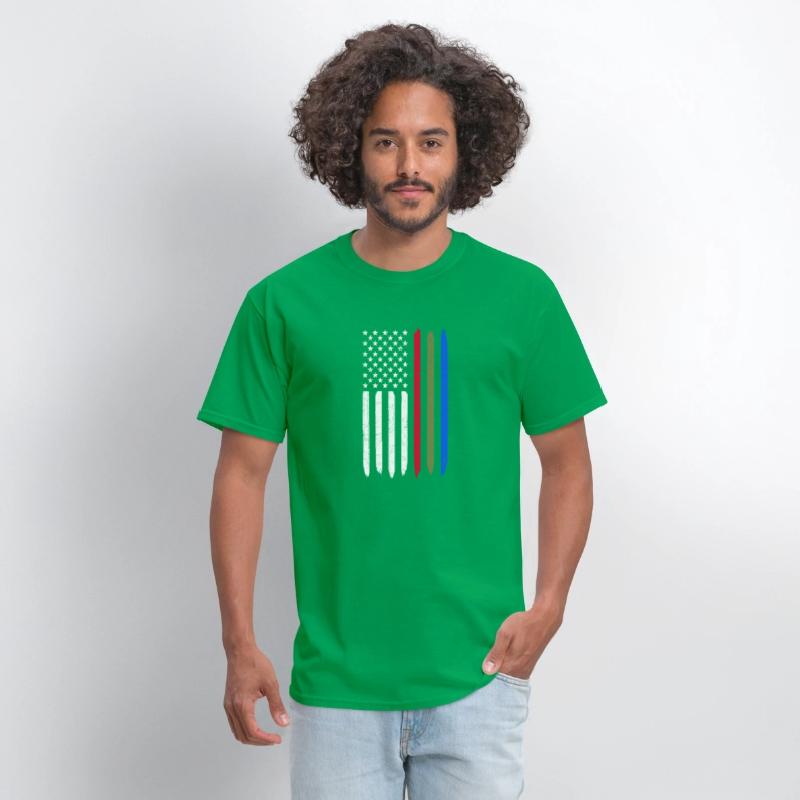 Thin Blue Red Green Line American Flag Police
