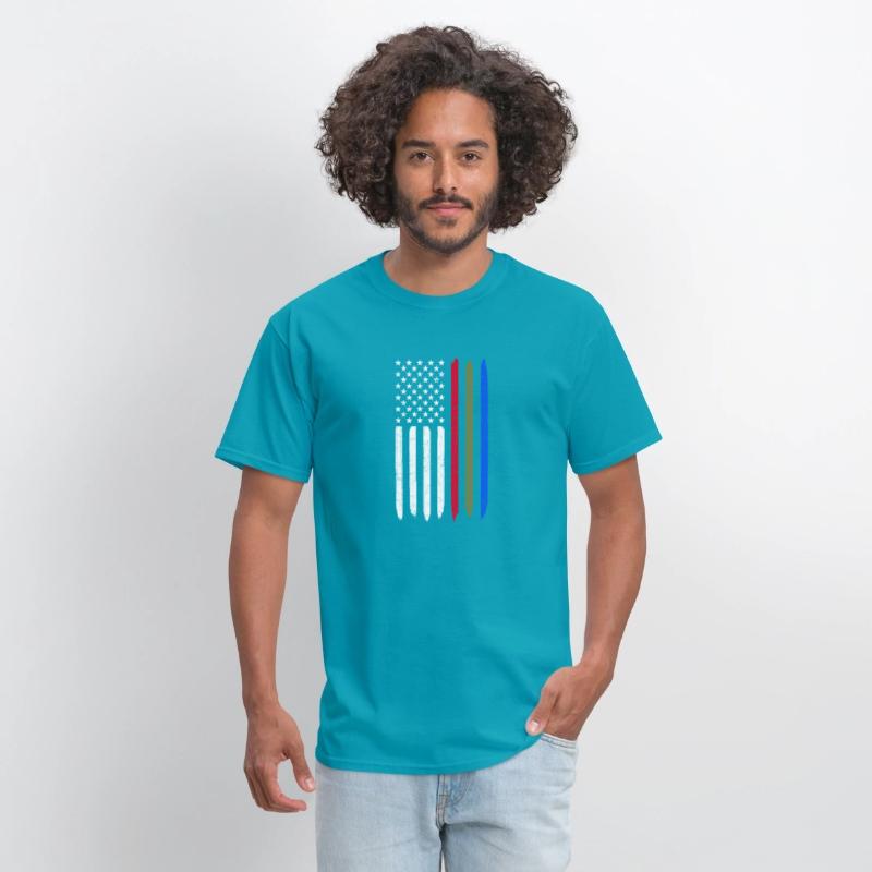 Thin Blue Red Green Line American Flag Police