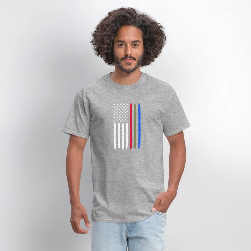 Thin Blue Red Green Line American Flag Police