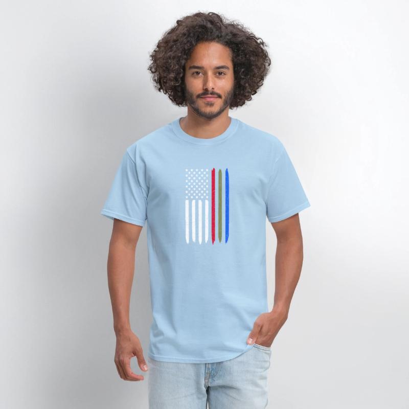 Thin Blue Red Green Line American Flag Police