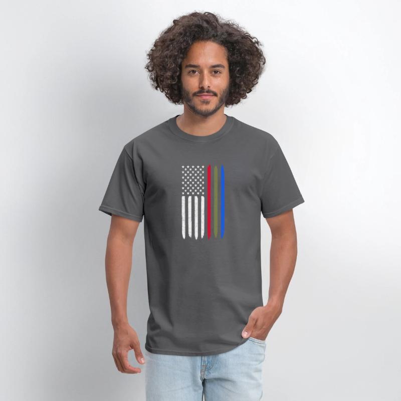 Thin Blue Red Green Line American Flag Police