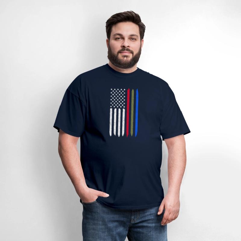 Thin Blue Red Green Line American Flag Police