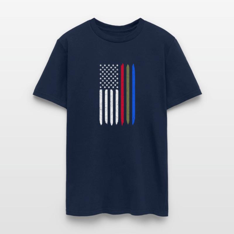 Thin Blue Red Green Line American Flag Police
