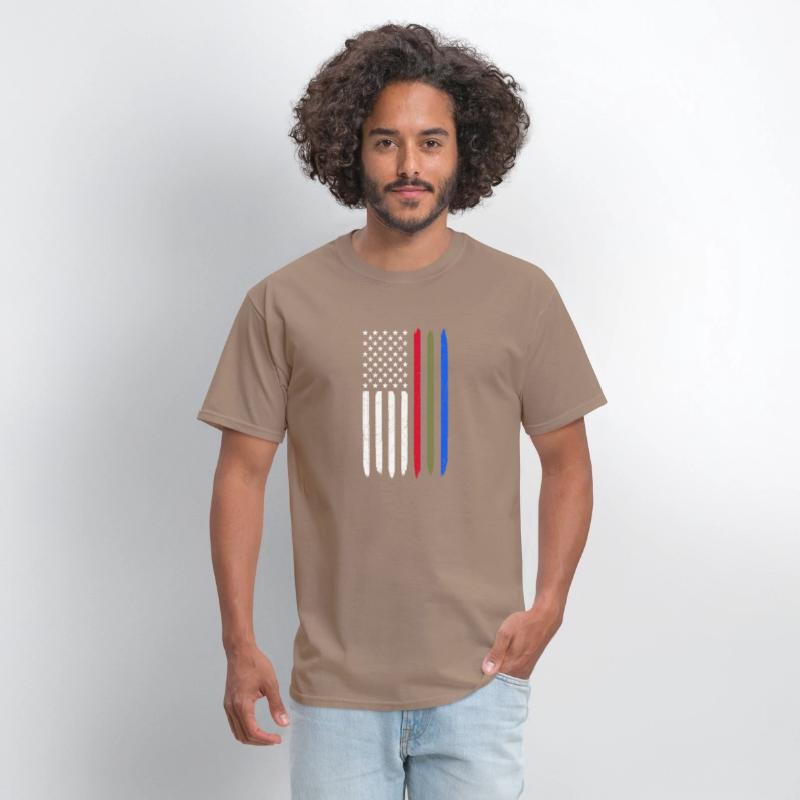 Thin Blue Red Green Line American Flag Police