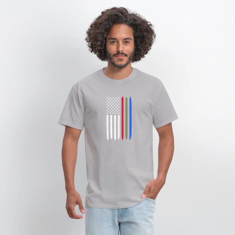 Thin Blue Red Green Line American Flag Police