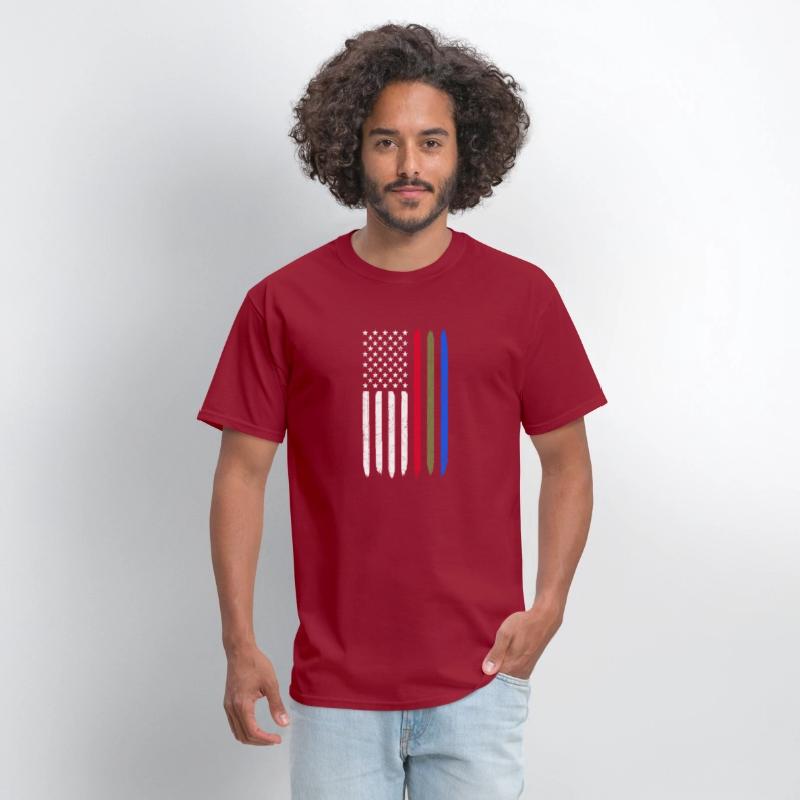 Thin Blue Red Green Line American Flag Police