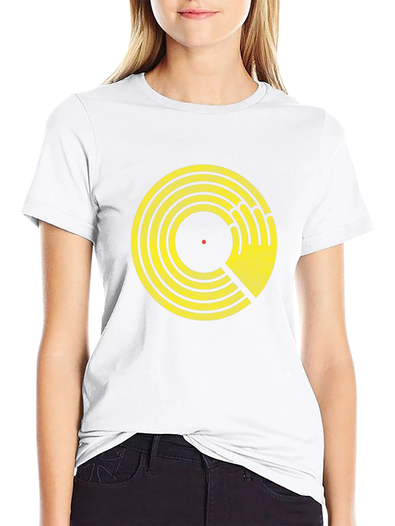 Retro Vinyl Record Hand Graphic T-Shirt