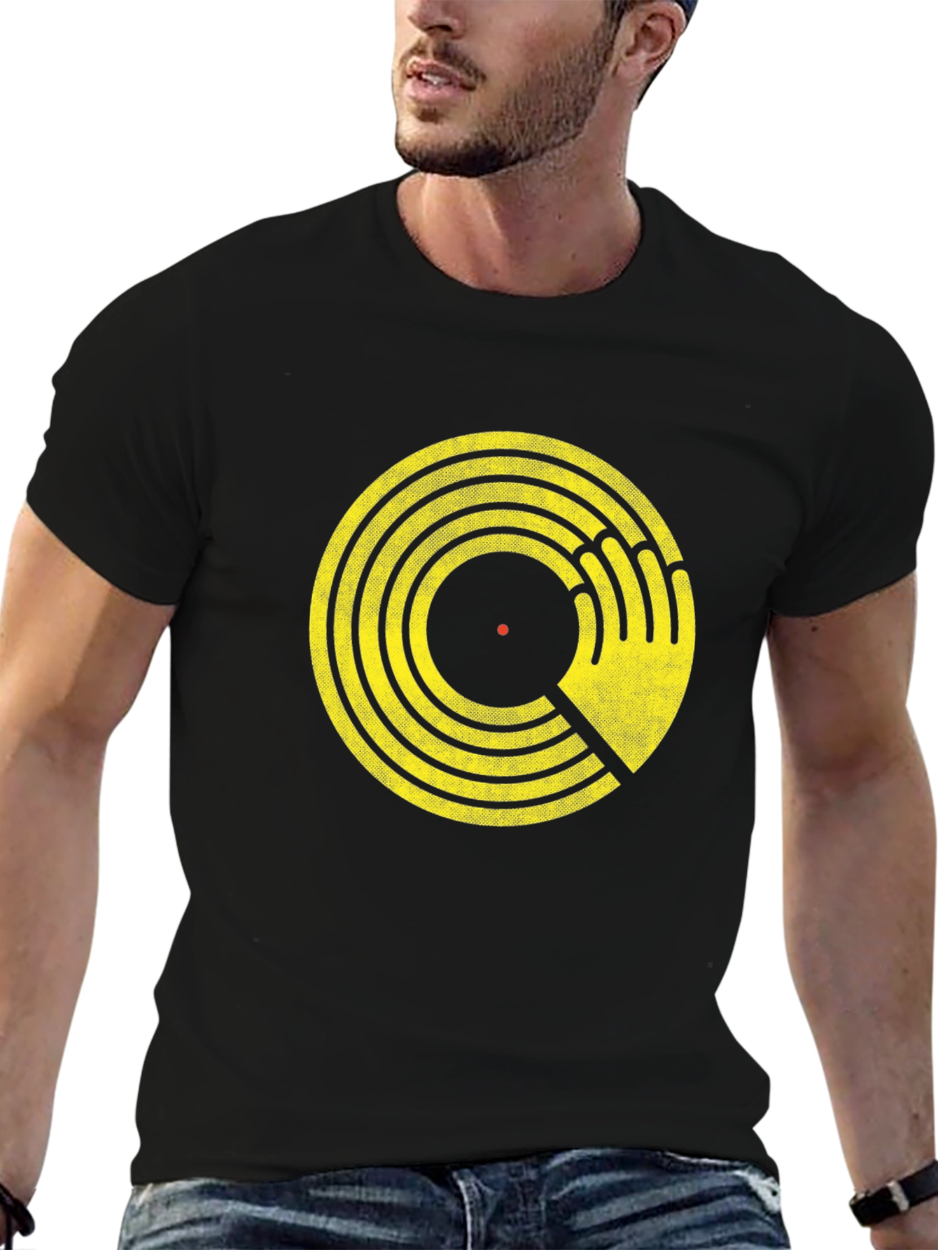 Retro Vinyl Record Hand Graphic T-Shirt