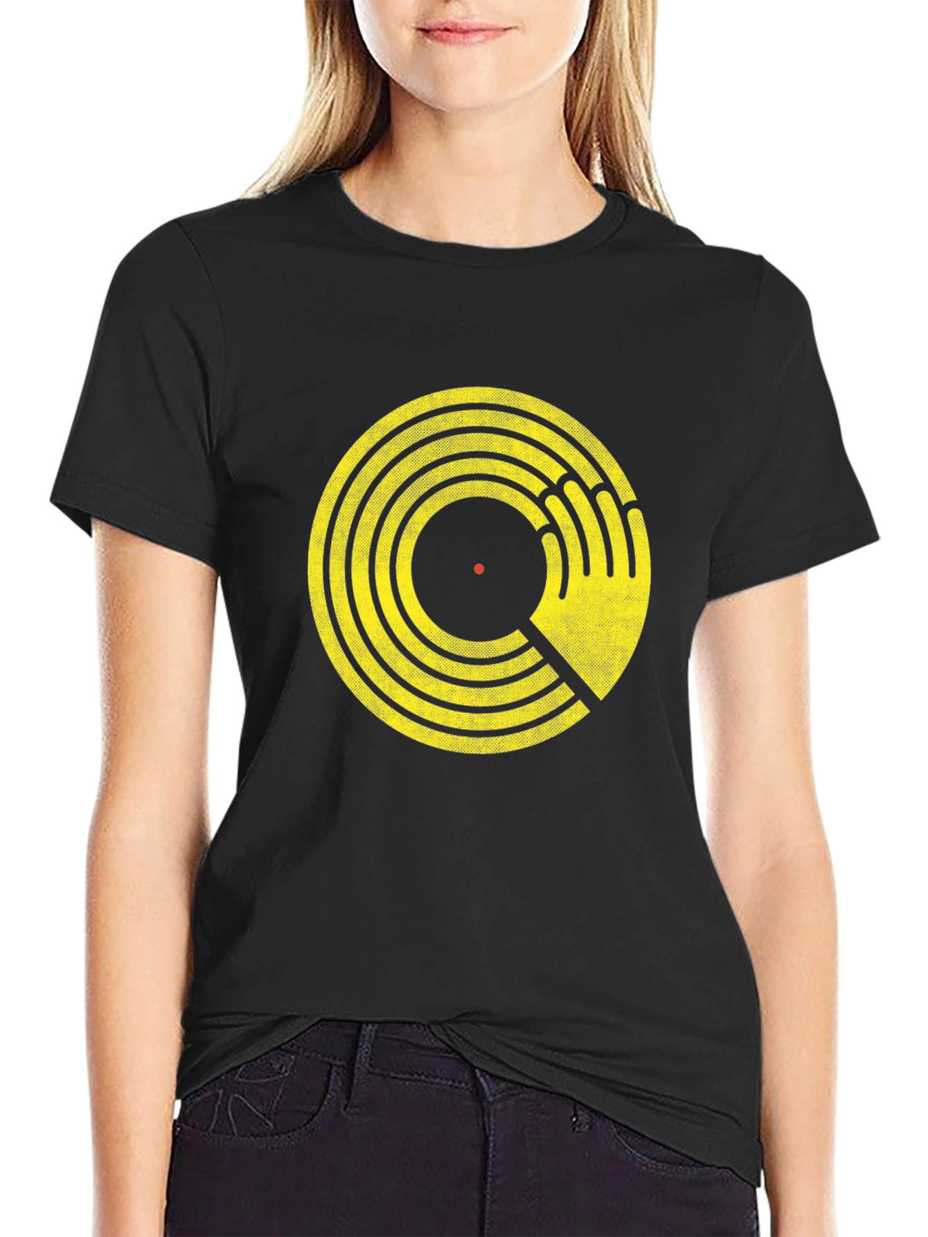 Retro Vinyl Record Hand Graphic T-Shirt