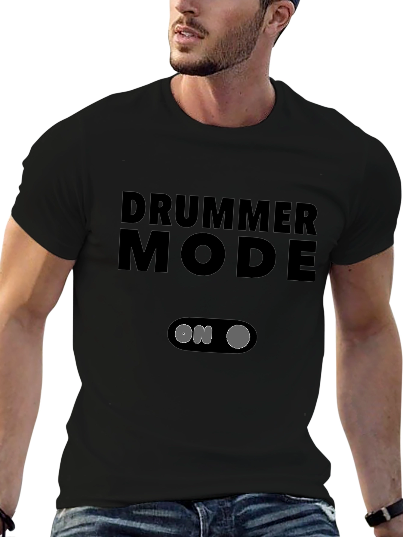Drummer Mode On Black Graphic Tee