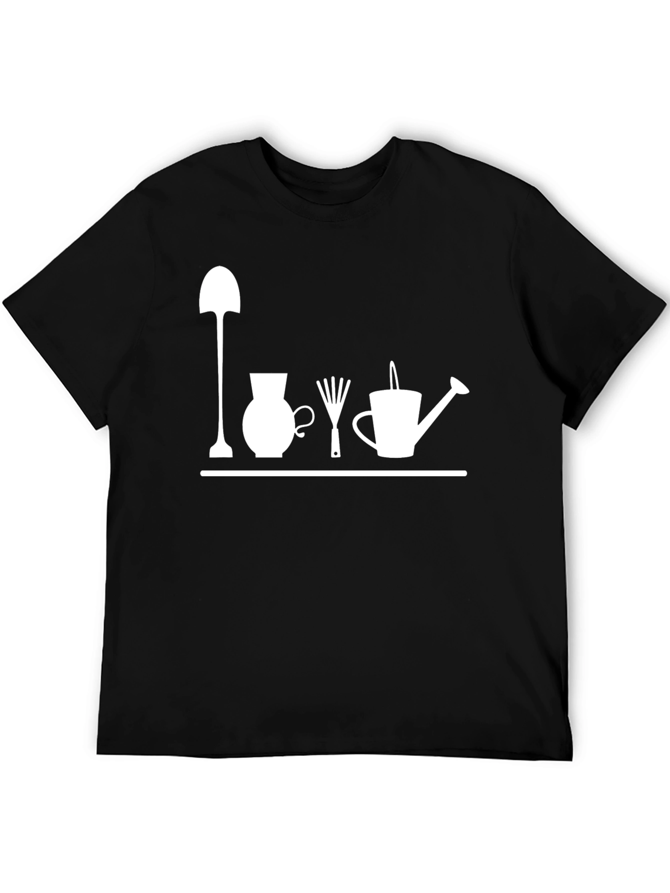 Gardening Tools Graphic Tee - Black Cotton T-Shirt