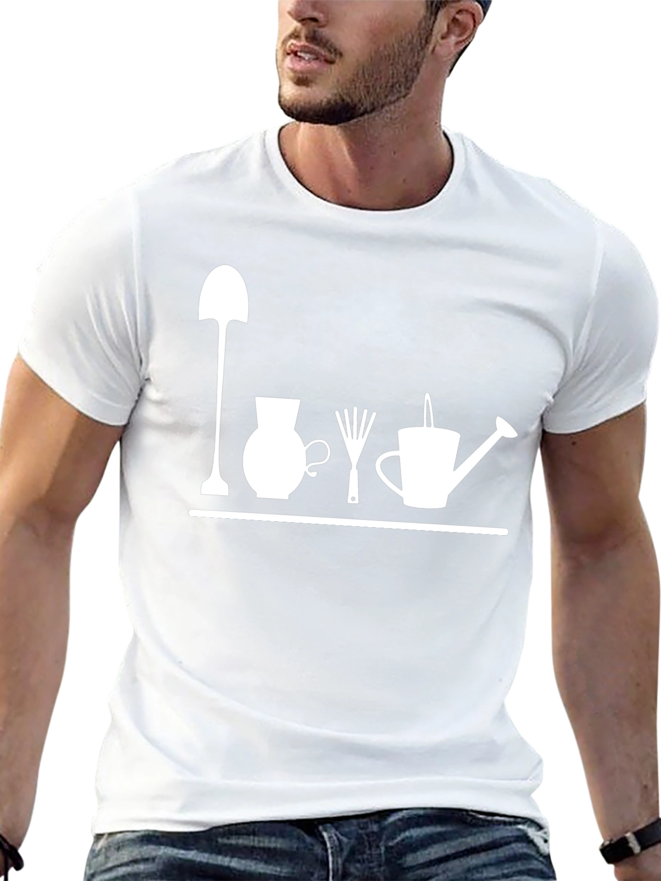 Gardening Tools Graphic Tee - Black Cotton T-Shirt