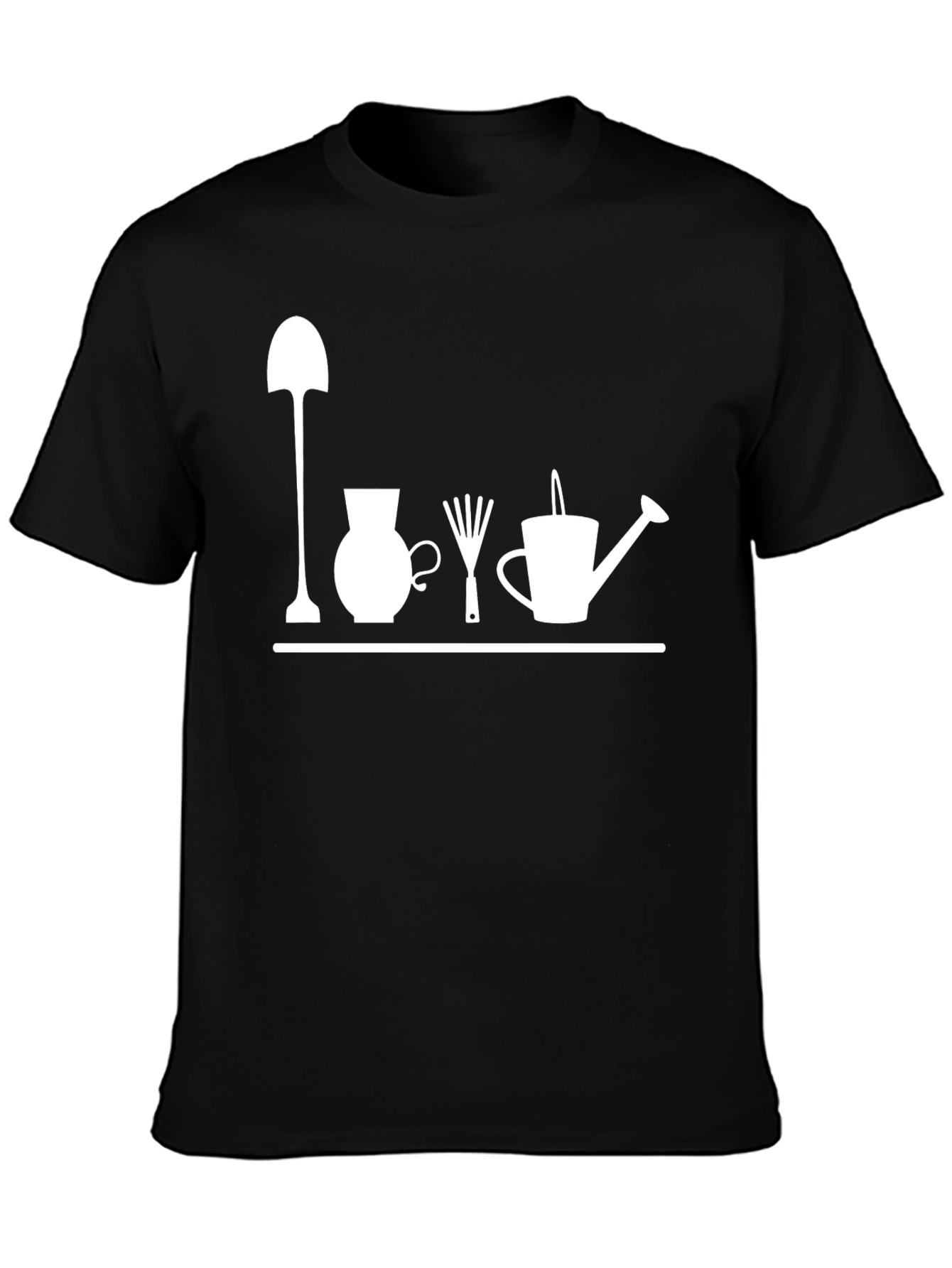 Gardening Tools Graphic Tee - Black Cotton T-Shirt