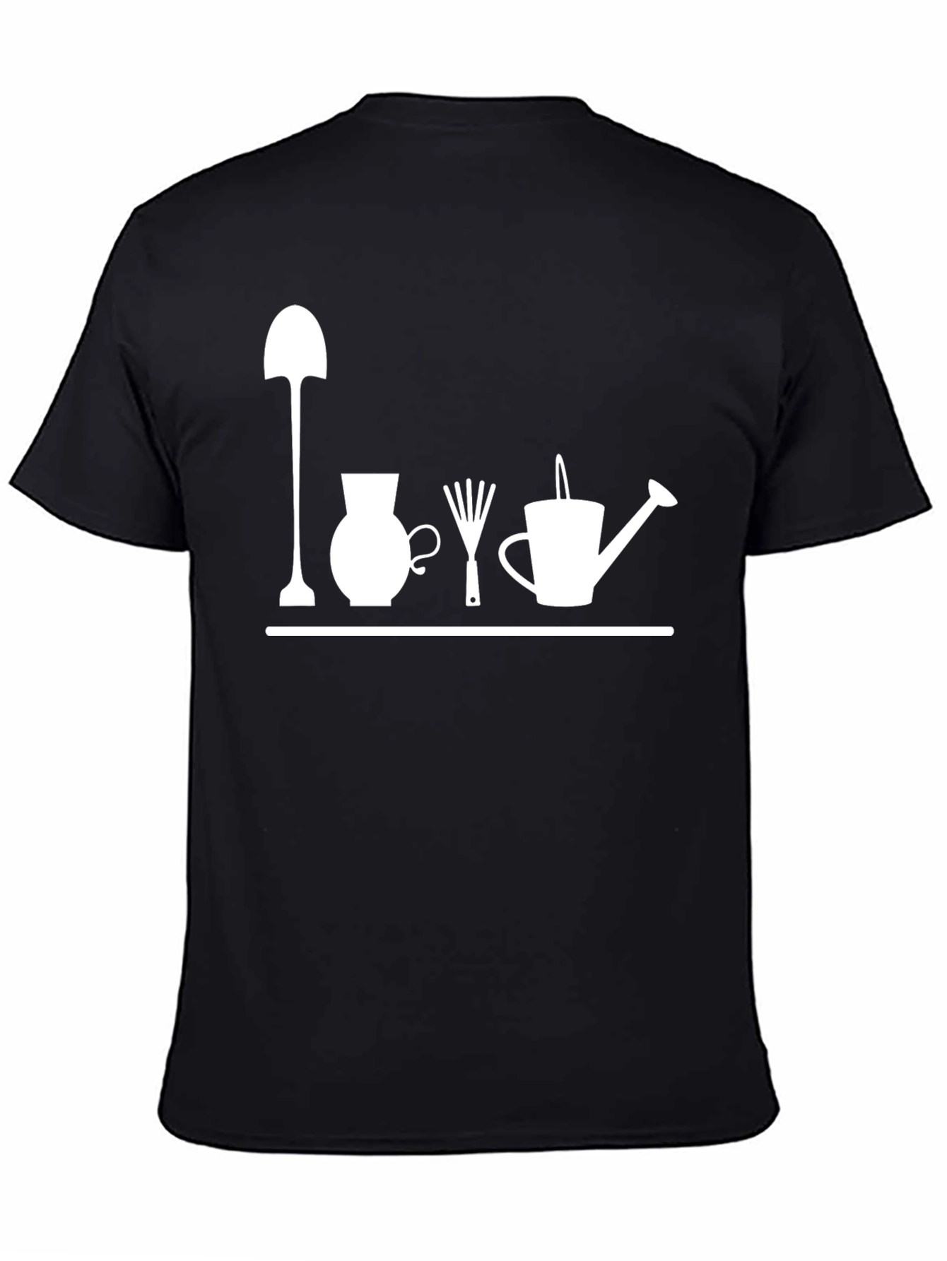 Gardening Tools Graphic Tee - Black Cotton T-Shirt