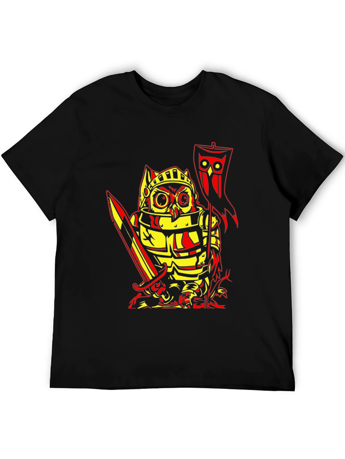 Owl Knight Graphic T-Shirt - Black