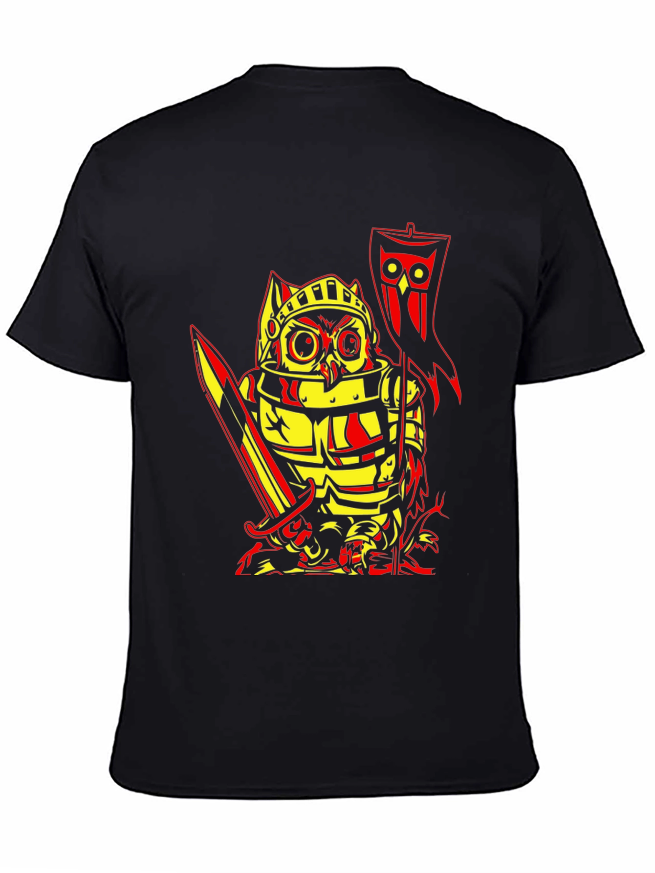 Owl Knight Graphic T-Shirt - Black