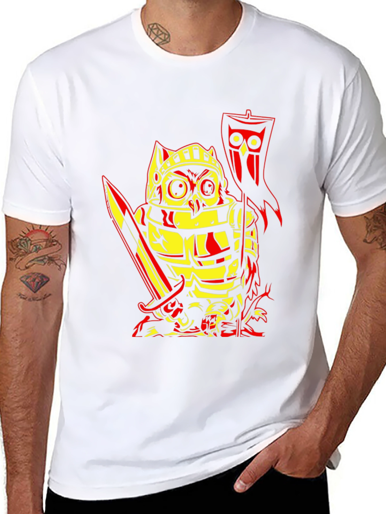 Owl Knight Graphic T-Shirt - Black