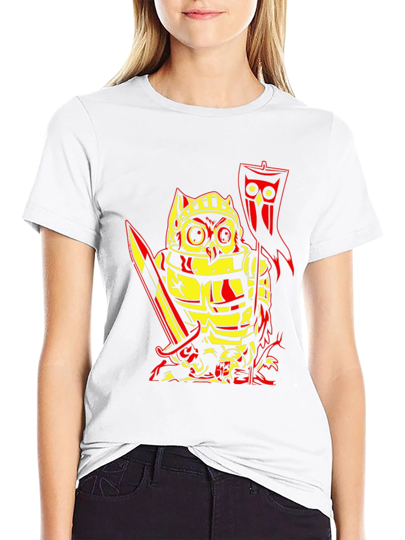 Owl Knight Graphic T-Shirt - Black