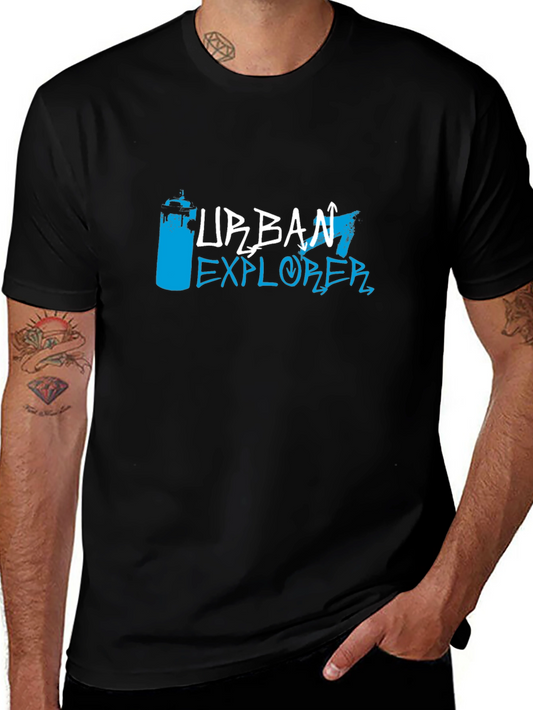 Urban Explorer Black T-Shirt - Graffiti Style Design