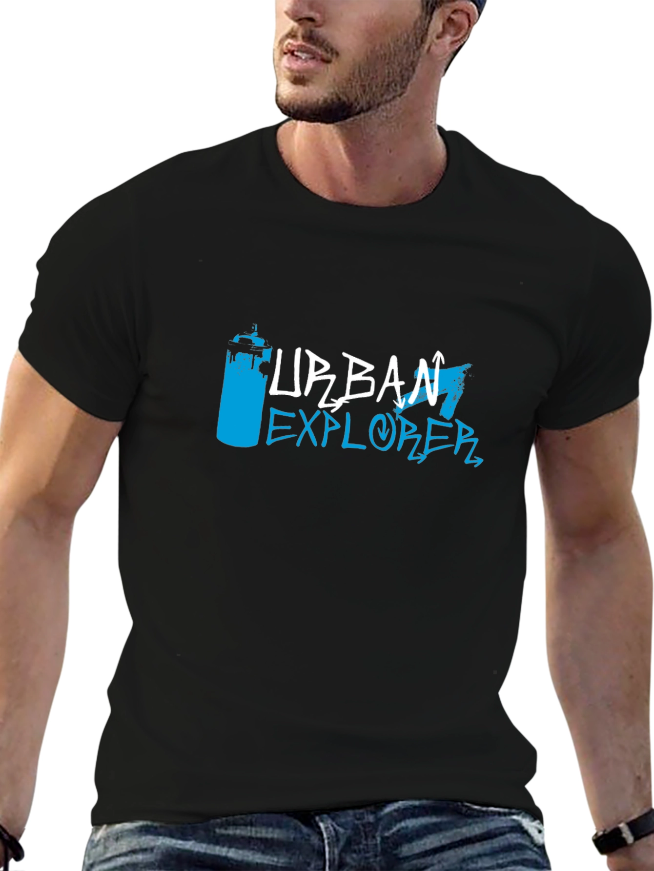 Urban Explorer Black T-Shirt - Graffiti Style Design