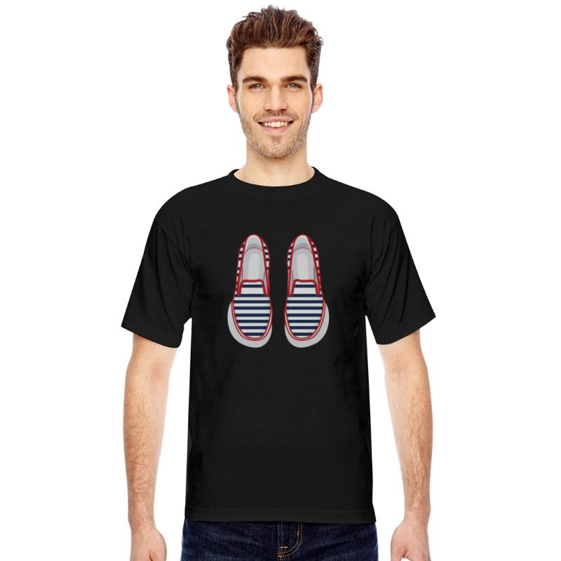 Top Down Illustration Of Nautical Striped Shoes