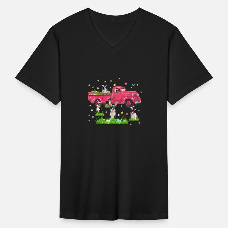 Truck With Border Collie Dogs Lover Bunny Easter