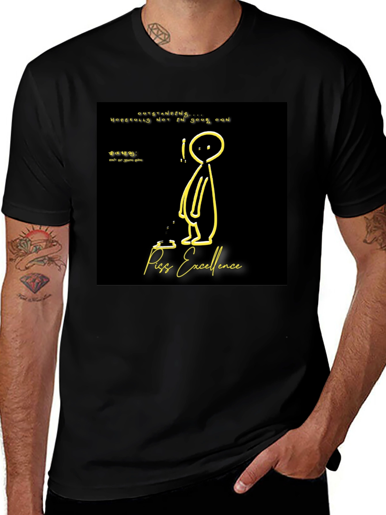 Piss Excellence Graphic T-Shirt - Black Cotton Tee