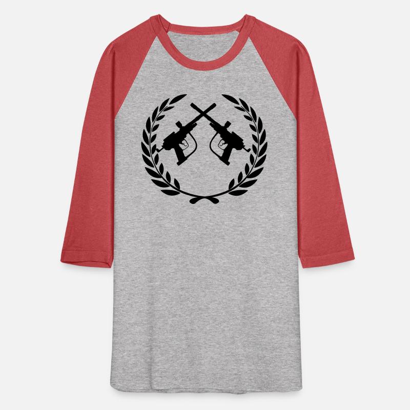 Two crossed paintball guns laurel wreath