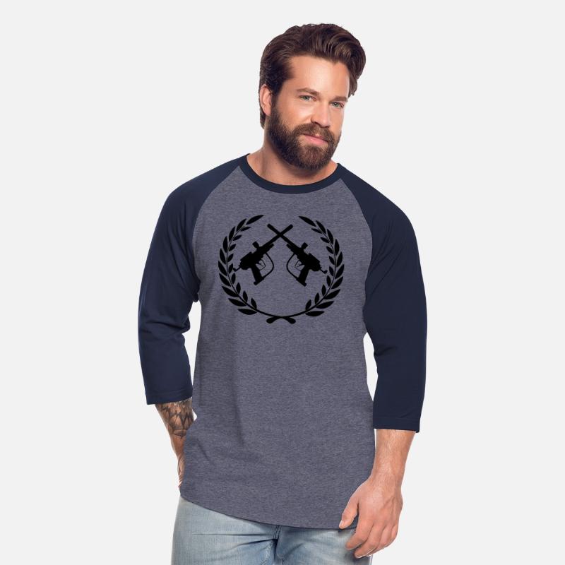 Two crossed paintball guns laurel wreath
