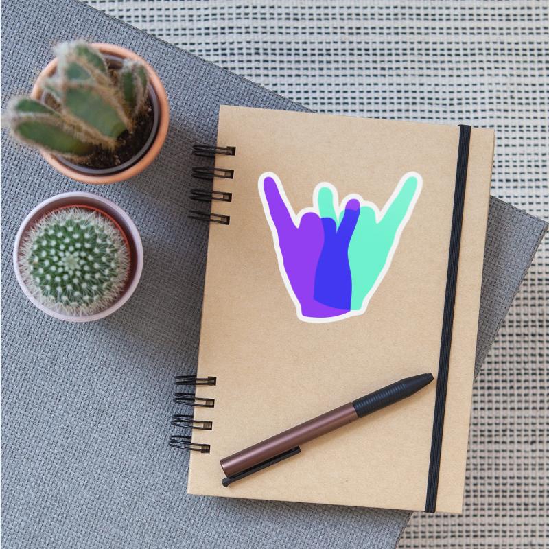 Two heavy metal hard rock horn finger hand gesture