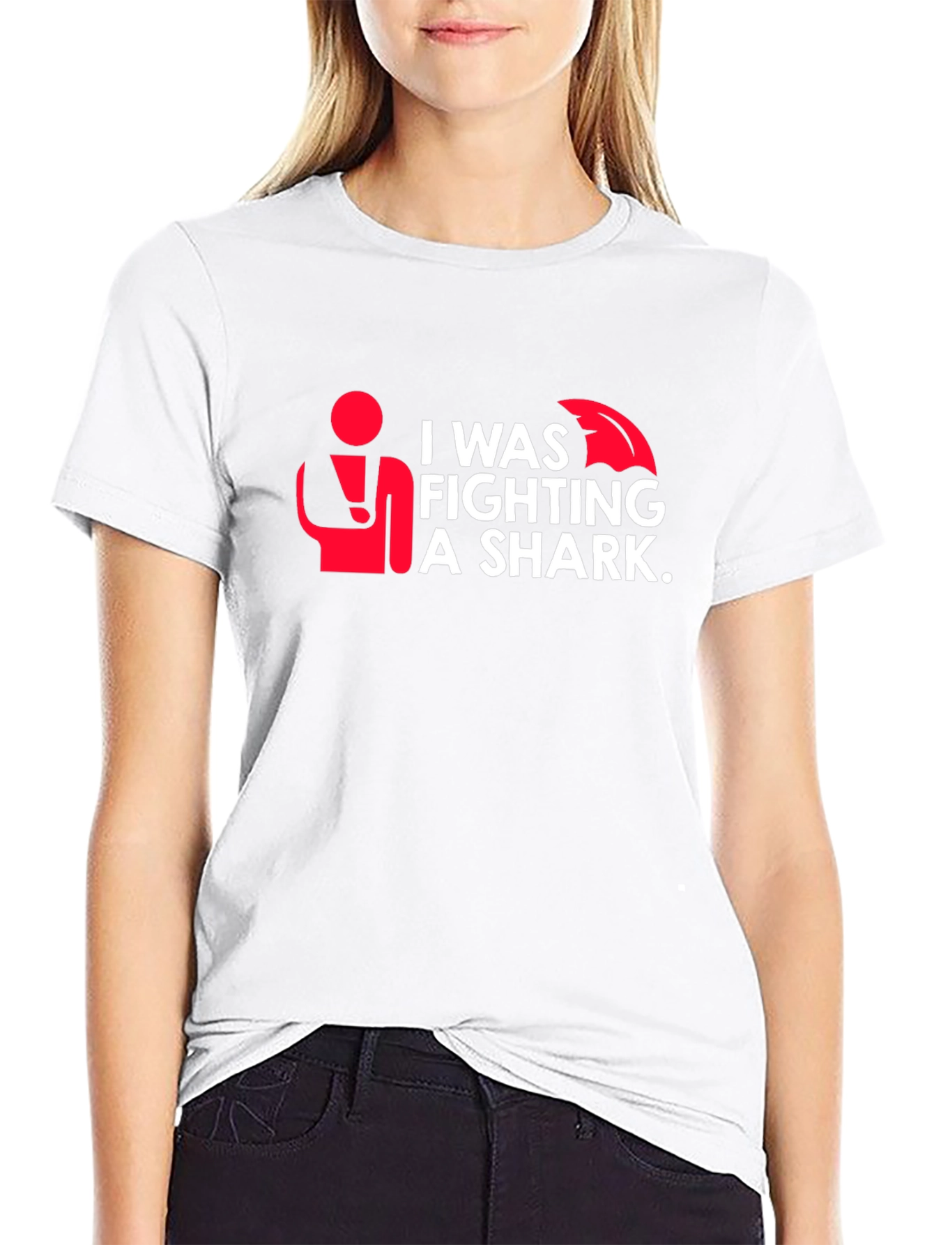 I Was Fighting a Shark T-Shirt Funny Graphic Tee