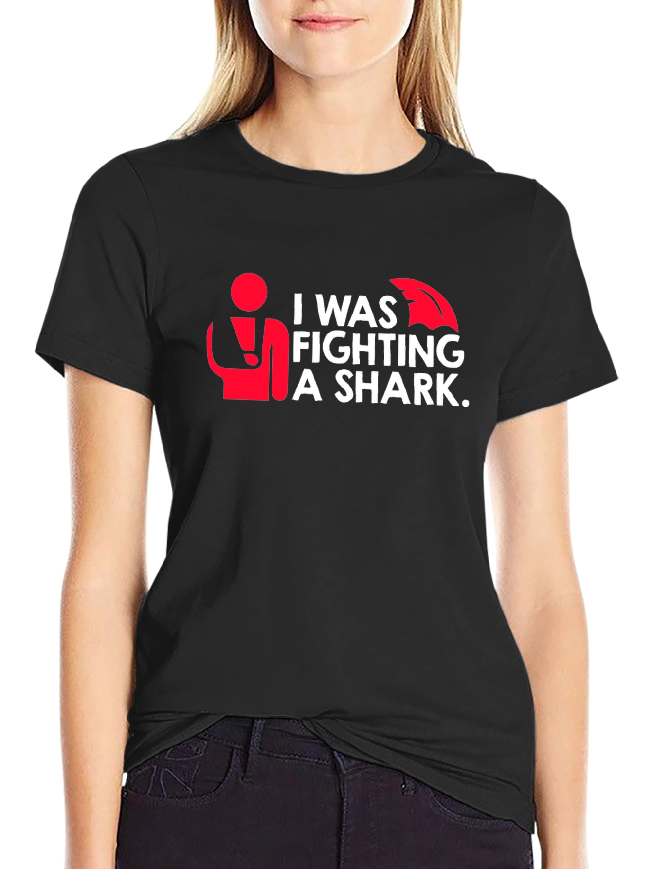 I Was Fighting a Shark T-Shirt Funny Graphic Tee