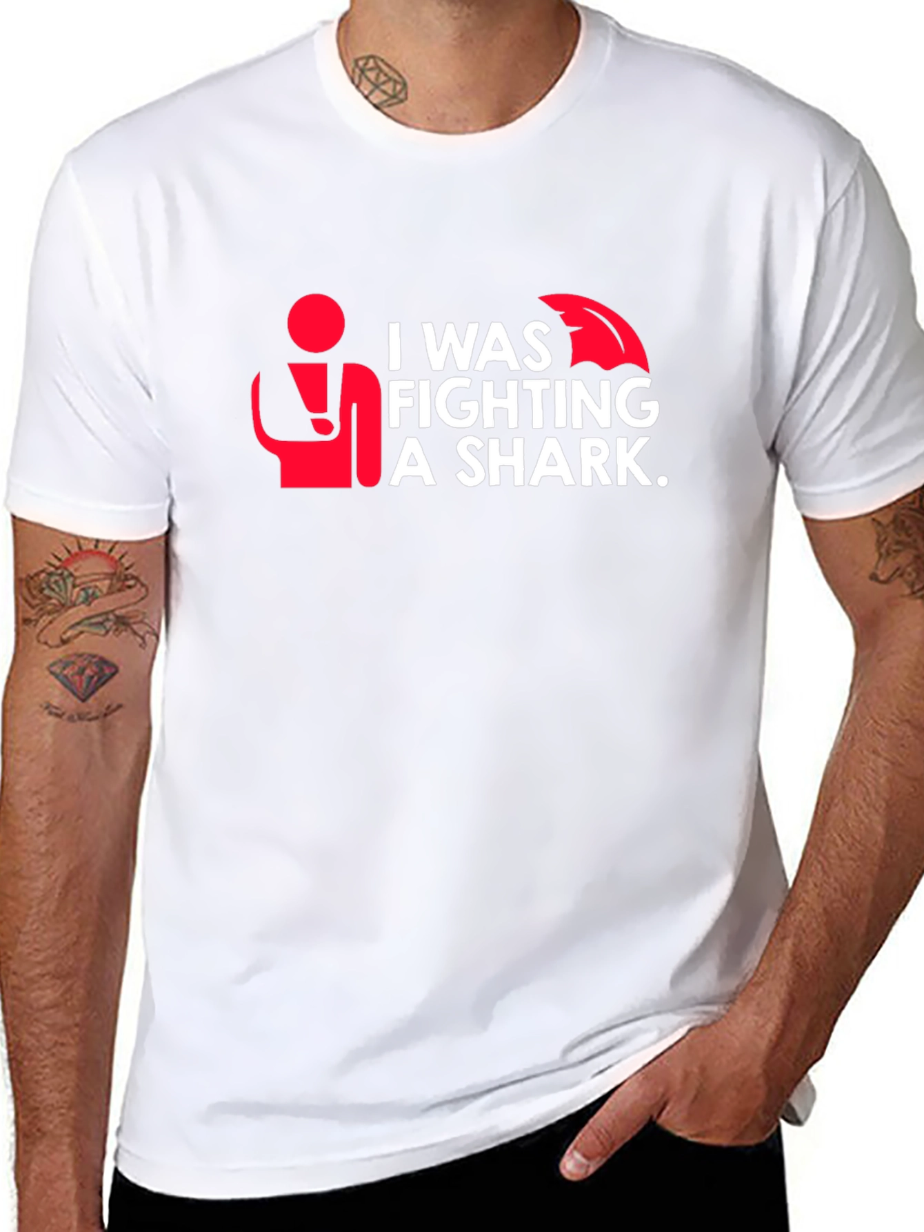 I Was Fighting a Shark T-Shirt Funny Graphic Tee