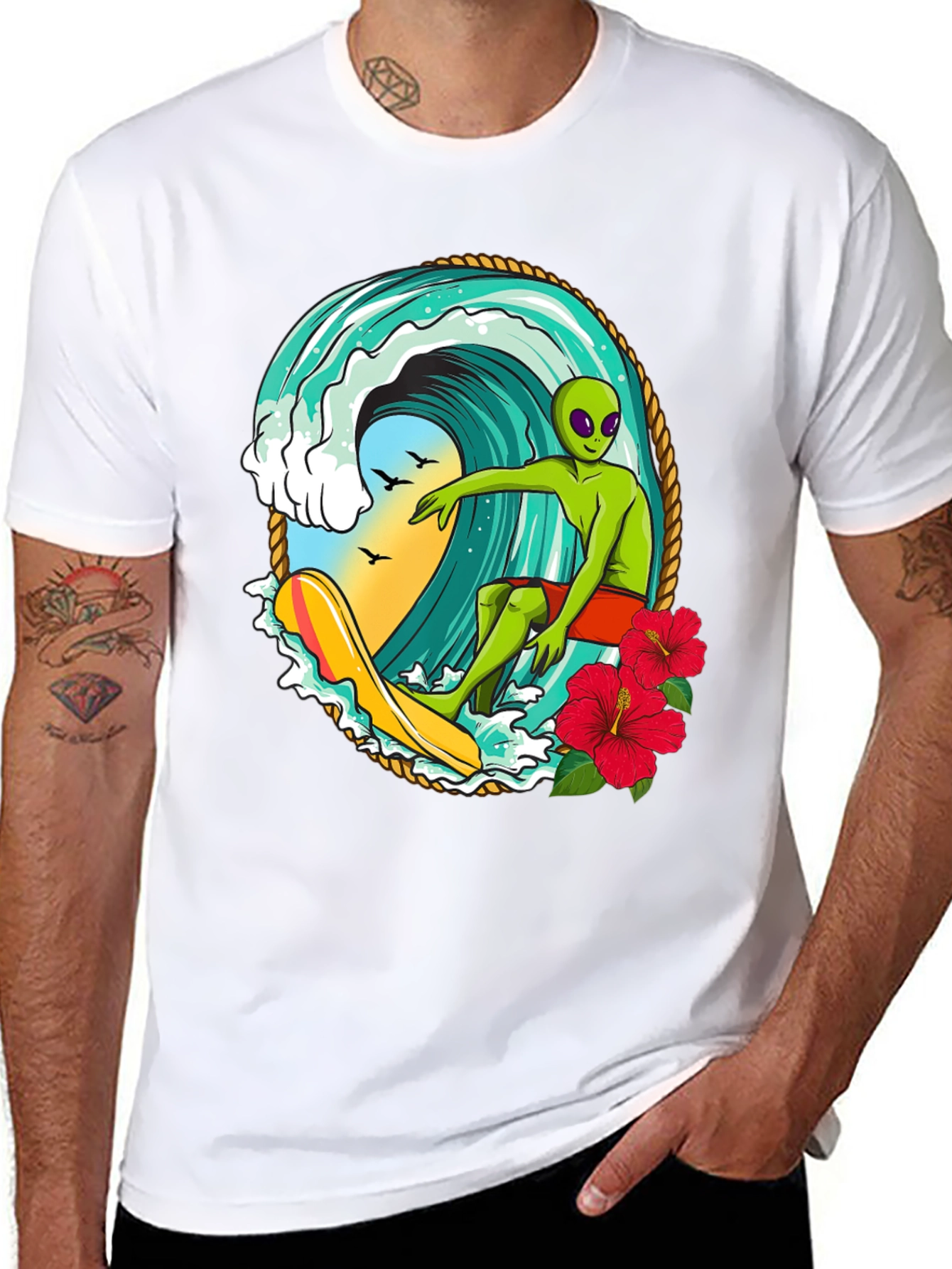 Alien Surfing Wave T-Shirt