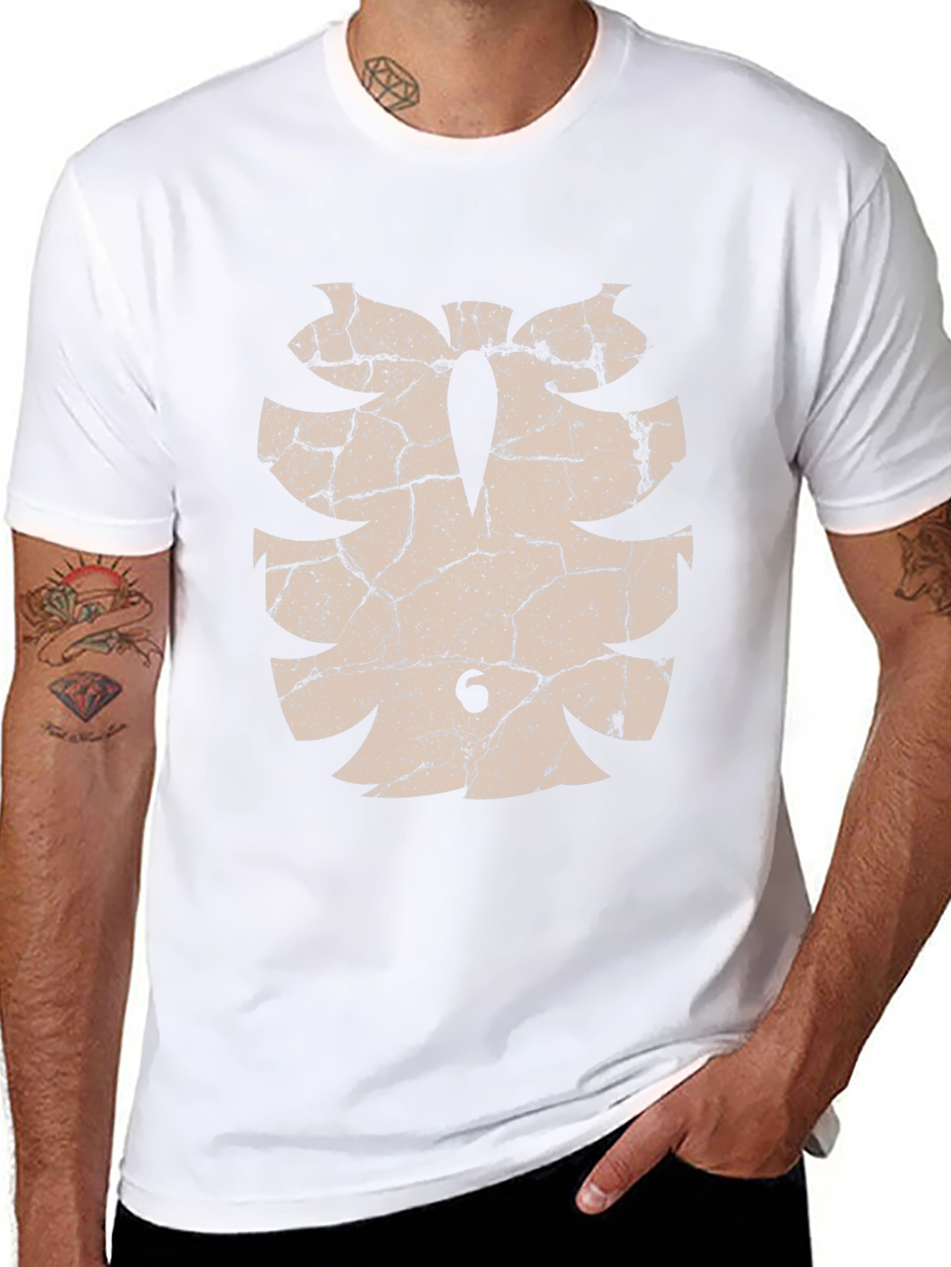 Cracked Monstera Leaf Graphic Tee - Distressed Style