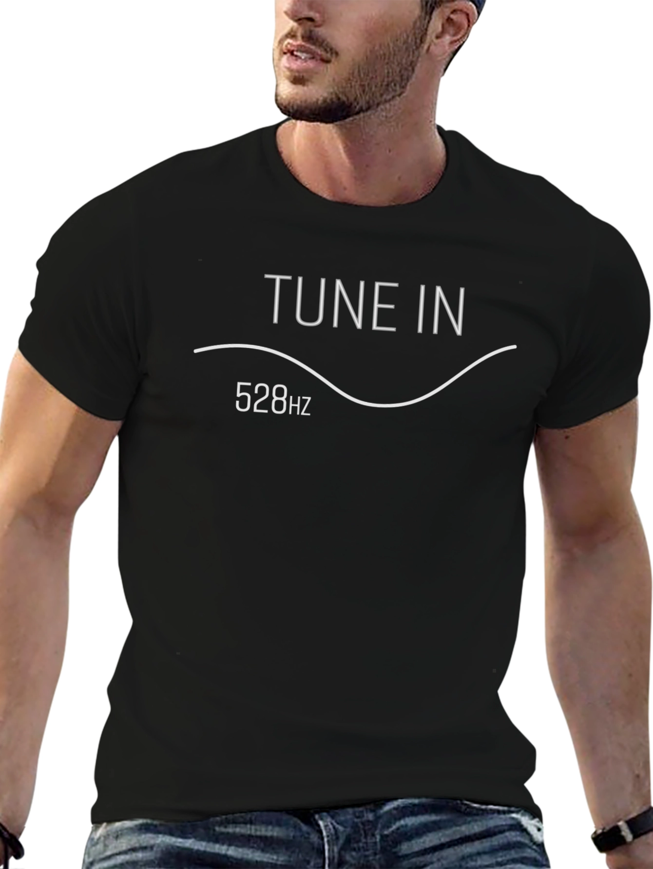 Tune In 528Hz Graphic Tee - Mens Black T-Shirt